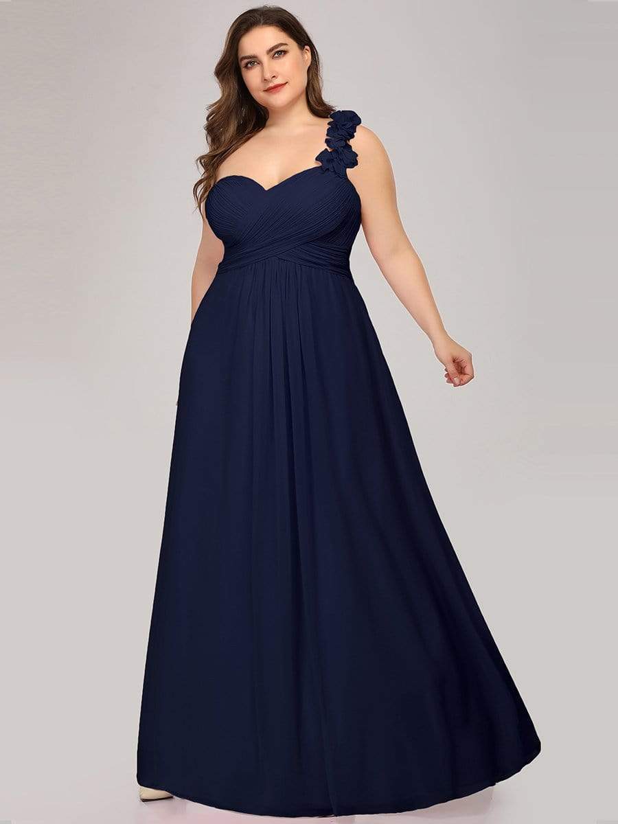 Plus Size One Shoulder Long Chiffon Bridesmaid Dress Formal Evening Dresses Gowns