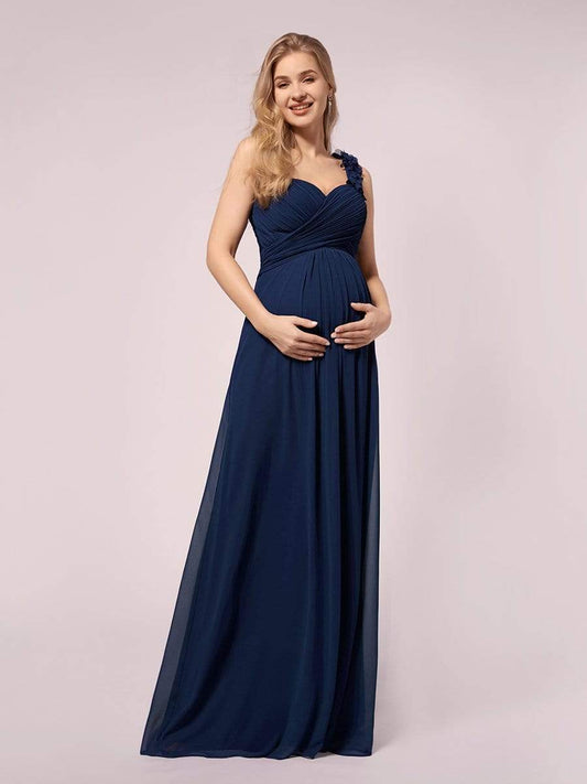 Maxi Long Flower One Shoulder Maternity Dress Formal Evening Dresses