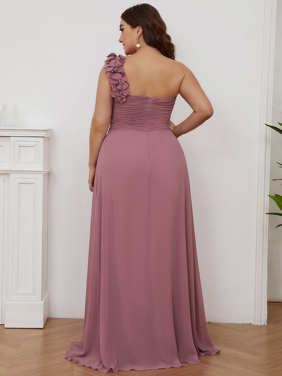 Plus Size One Shoulder Long Chiffon Bridesmaid Dress Formal Evening Dresses Gowns