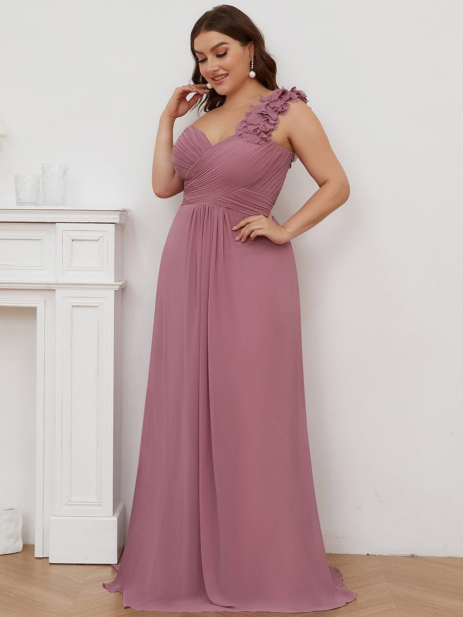 Plus Size One Shoulder Long Chiffon Bridesmaid Dress Formal Evening Dresses Gowns