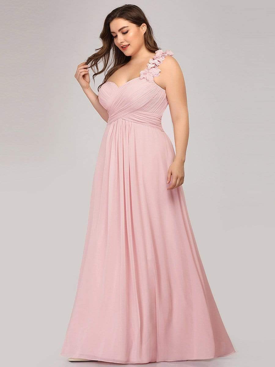 Plus Size One Shoulder Long Chiffon Bridesmaid Dress Formal Evening Dresses Gowns