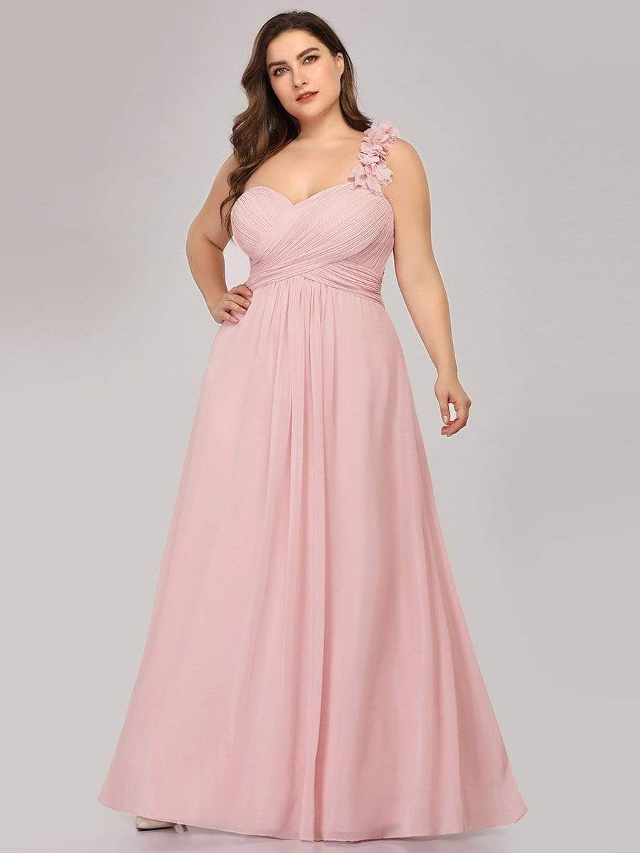 Plus Size One Shoulder Long Chiffon Bridesmaid Dress Formal Evening Dresses Gowns