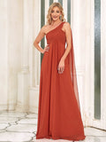 Plissiertes Chiffon-Abendkleid mit einer Schulter, lang, formelle Ballkleider, Partykleider