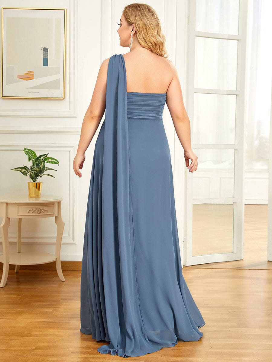 Plissiertes Chiffon-Abendkleid mit einer Schulter, lang, formelle Ballkleider, Partykleider