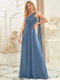Pleated One Shoulder Long Chiffon Formal Evening Dress Women's Bridesmaid Dresses