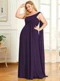 Pleated One Shoulder Long Chiffon Formal Evening Dress Women's Bridesmaid Dresses