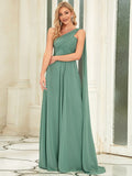 Plissiertes Chiffon-Abendkleid mit einer Schulter, lang, formelle Ballkleider, Partykleider