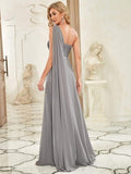 Pleated One Shoulder Long Chiffon Formal Evening Dress Women's Bridesmaid Dresses