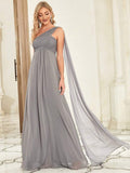 Pleated One Shoulder Long Chiffon Formal Evening Dress Women's Bridesmaid Dresses