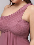 Pleated One Shoulder Long Chiffon Formal Evening Dress Women's Bridesmaid Dresses