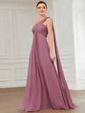 Pleated One Shoulder Long Chiffon Formal Evening Dress Women's Bridesmaid Dresses
