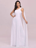 Pleated One Shoulder Long Chiffon Formal Evening Dress Women's Bridesmaid Dresses