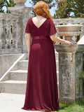 Custom Size Flutter Sleeves Chiffon Empire Waist Bridesmaid Dress Evening Mother of the Bride Dresses