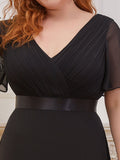 Custom Size Flutter Sleeves Chiffon Empire Waist Bridesmaid Dress Evening Mother of the Bride Dresses