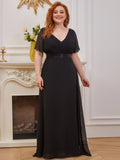Custom Size Flutter Sleeves Chiffon Empire Waist Bridesmaid Dress Evening Mother of the Bride Dresses