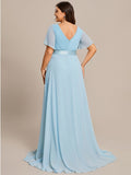 Custom Size Flutter Sleeves Chiffon Empire Waist Bridesmaid Dress Evening Mother of the Bride Dresses