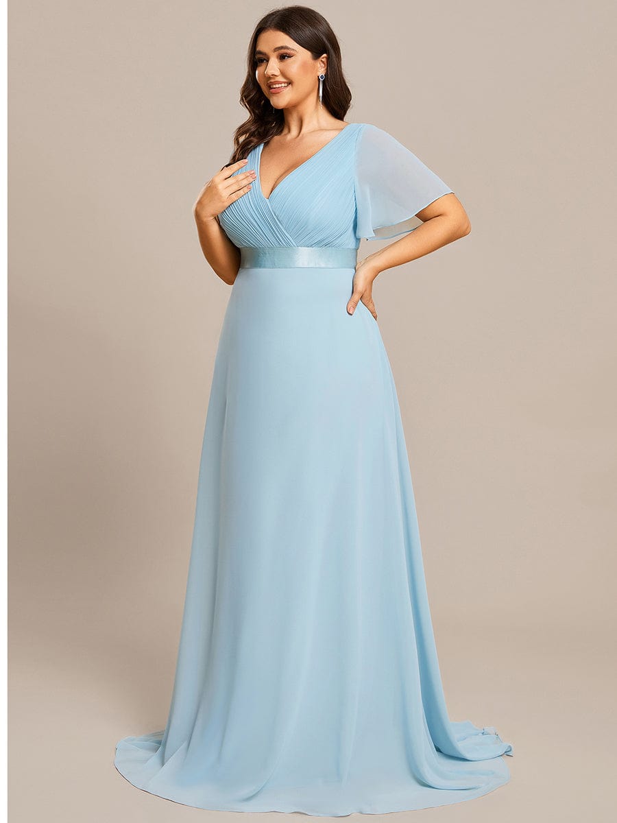 Custom Size Flutter Sleeves Chiffon Empire Waist Bridesmaid Dress Evening Mother of the Bride Dresses