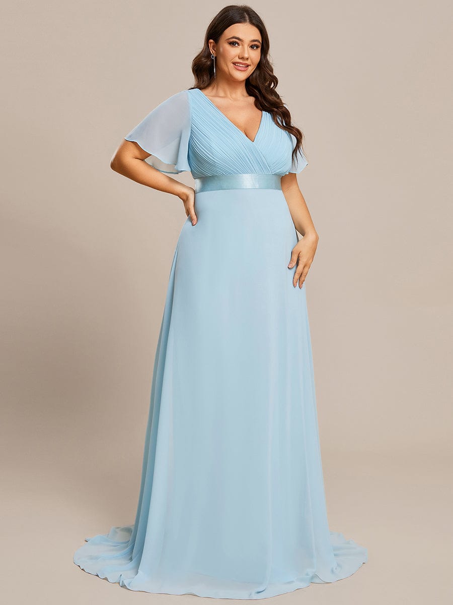 Custom Size Flutter Sleeves Chiffon Empire Waist Bridesmaid Dress Evening Mother of the Bride Dresses