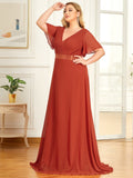 Custom Size Flutter Sleeves Chiffon Empire Waist Bridesmaid Dress Evening Mother of the Bride Dresses