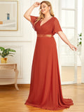 Custom Size Flutter Sleeves Chiffon Empire Waist Bridesmaid Dress Evening Mother of the Bride Dresses