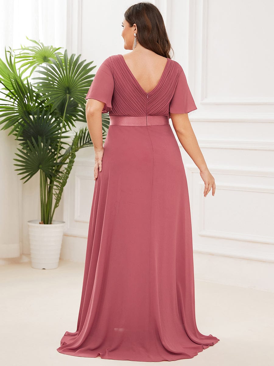 Custom Size Flutter Sleeves Chiffon Empire Waist Bridesmaid Dress Evening Mother of the Bride Dresses