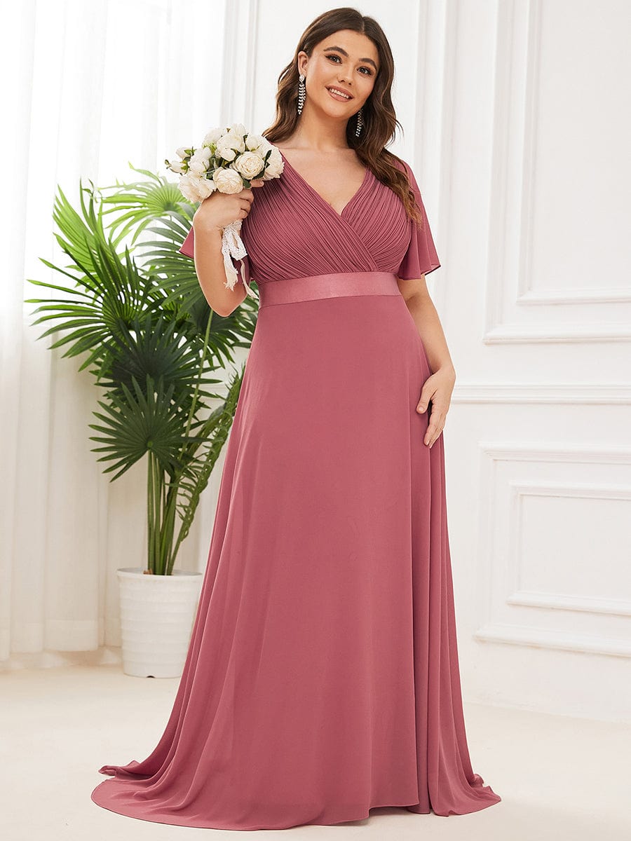 Custom Size Flutter Sleeves Chiffon Empire Waist Bridesmaid Dress Evening Mother of the Bride Dresses