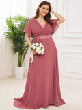 Custom Size Flutter Sleeves Chiffon Empire Waist Bridesmaid Dress Evening Mother of the Bride Dresses