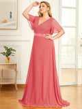 Custom Size Flutter Sleeves Chiffon Empire Waist Bridesmaid Dress Evening Mother of the Bride Dresses