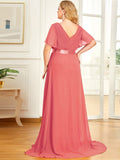 Custom Size Flutter Sleeves Chiffon Empire Waist Bridesmaid Dress Evening Mother of the Bride Dresses
