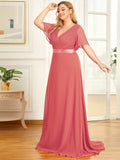 Custom Size Flutter Sleeves Chiffon Empire Waist Bridesmaid Dress Evening Mother of the Bride Dresses