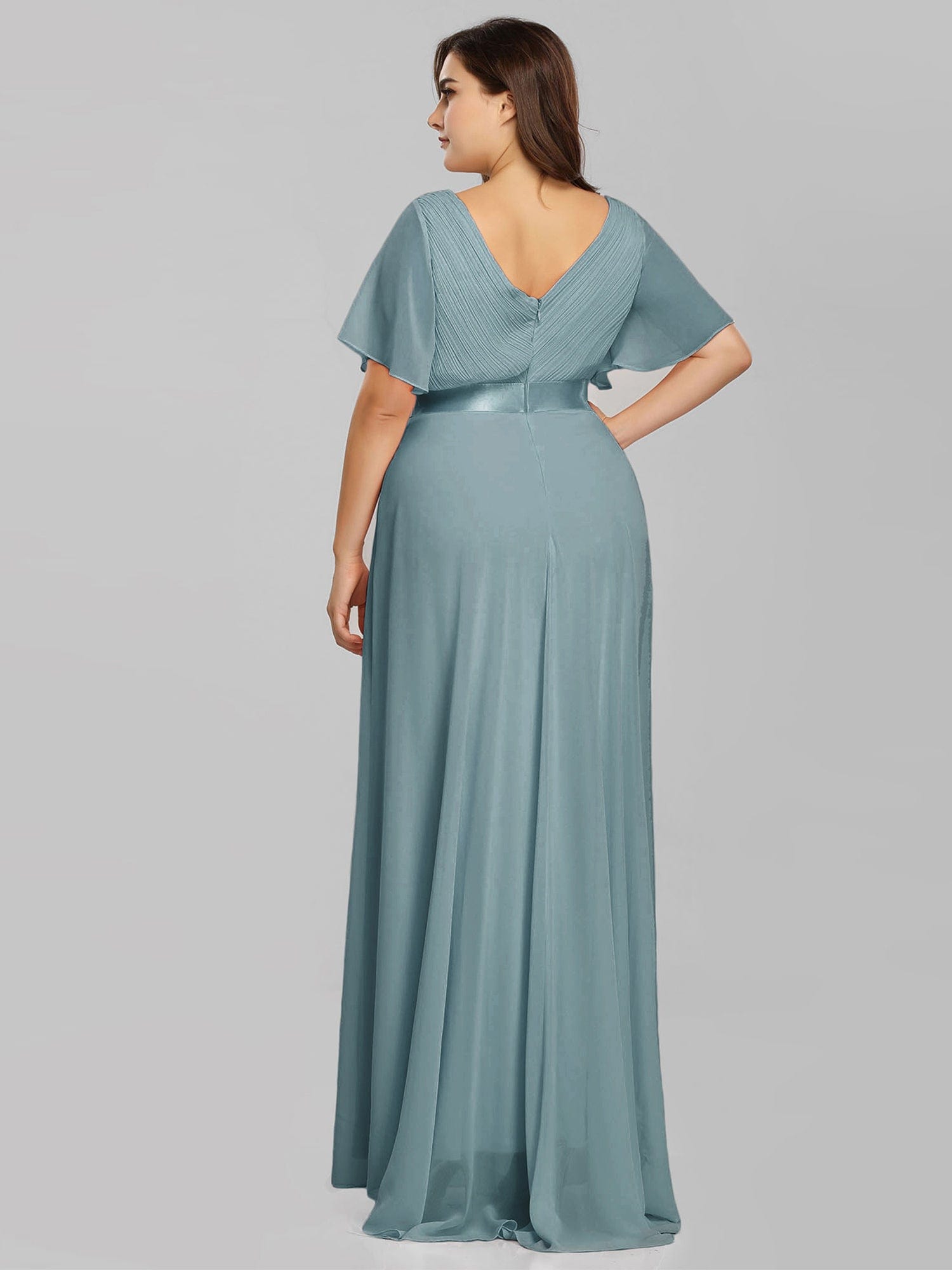 Custom Size Flutter Sleeves Chiffon Empire Waist Bridesmaid Dress Evening Mother of the Bride Dresses