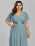 Custom Size Flutter Sleeves Chiffon Empire Waist Bridesmaid Dress Evening Mother of the Bride Dresses