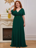 Custom Size Flutter Sleeves Chiffon Empire Waist Bridesmaid Dress Evening Mother of the Bride Dresses