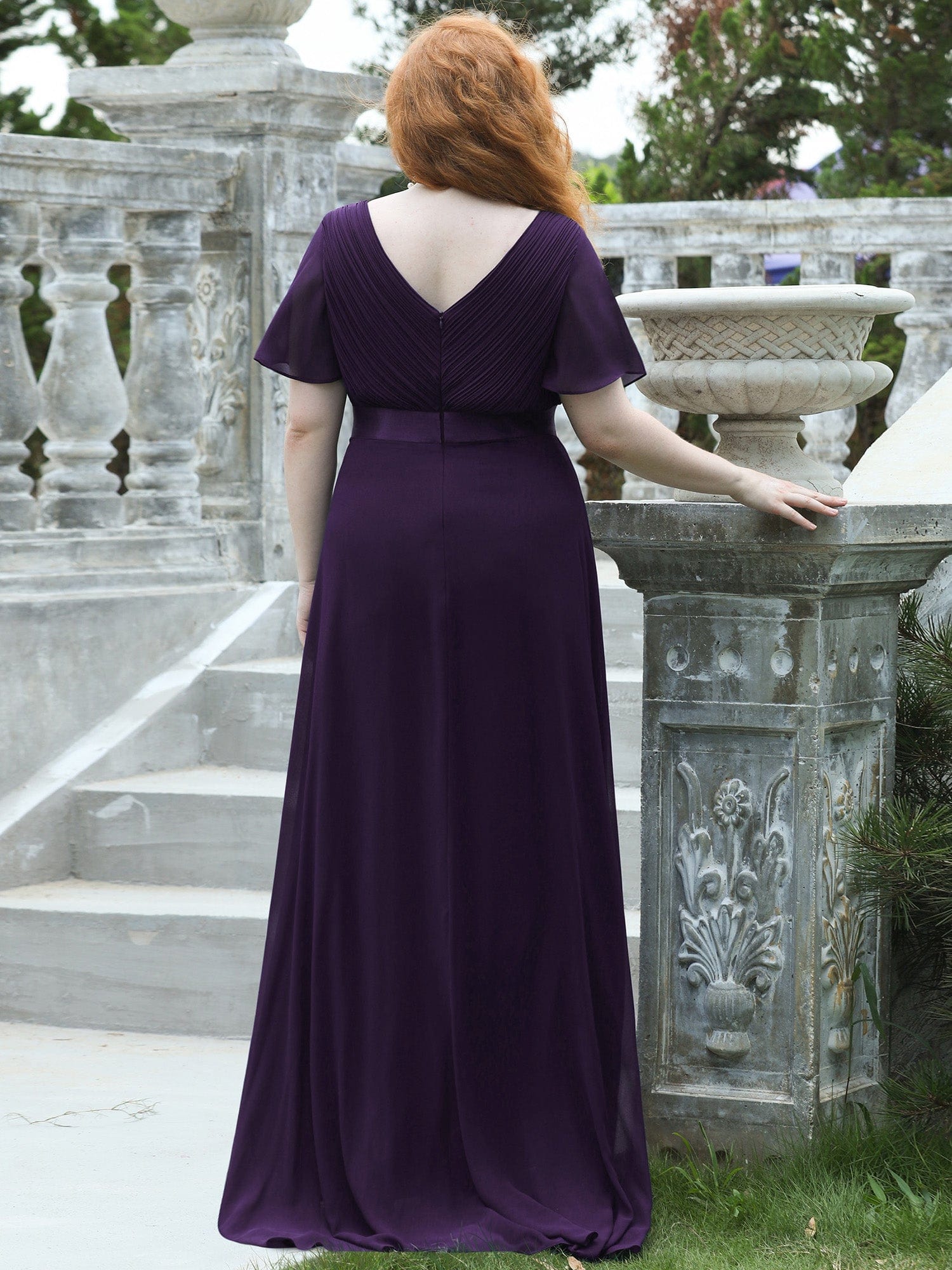 Custom Size Flutter Sleeves Chiffon Empire Waist Bridesmaid Dress Evening Mother of the Bride Dresses
