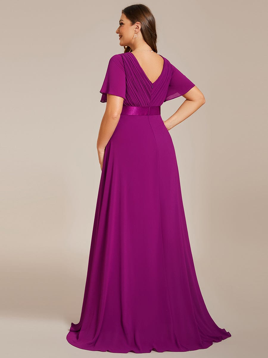 Custom Size Flutter Sleeves Chiffon Empire Waist Bridesmaid Dress Evening Mother of the Bride Dresses