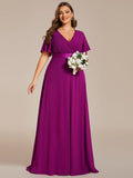 Custom Size Flutter Sleeves Chiffon Empire Waist Bridesmaid Dress Evening Mother of the Bride Dresses