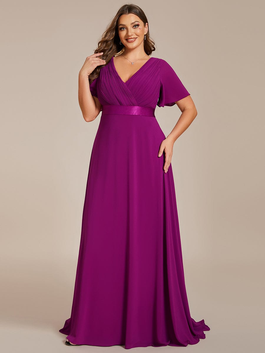 Custom Size Flutter Sleeves Chiffon Empire Waist Bridesmaid Dress Evening Mother of the Bride Dresses