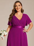 Custom Size Flutter Sleeves Chiffon Empire Waist Bridesmaid Dress Evening Mother of the Bride Dresses