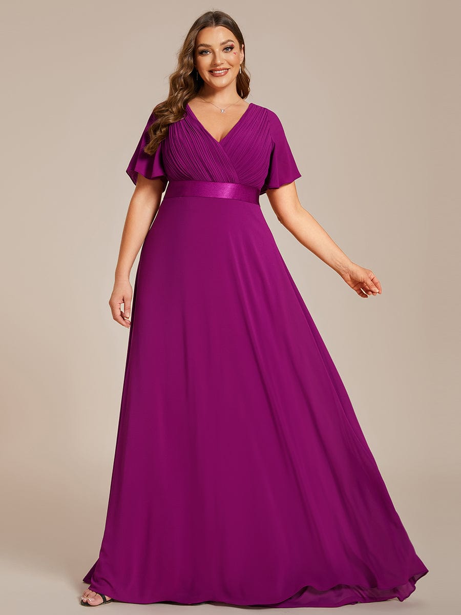 Custom Size Flutter Sleeves Chiffon Empire Waist Bridesmaid Dress Evening Mother of the Bride Dresses