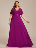 Custom Size Flutter Sleeves Chiffon Empire Waist Bridesmaid Dress Evening Mother of the Bride Dresses
