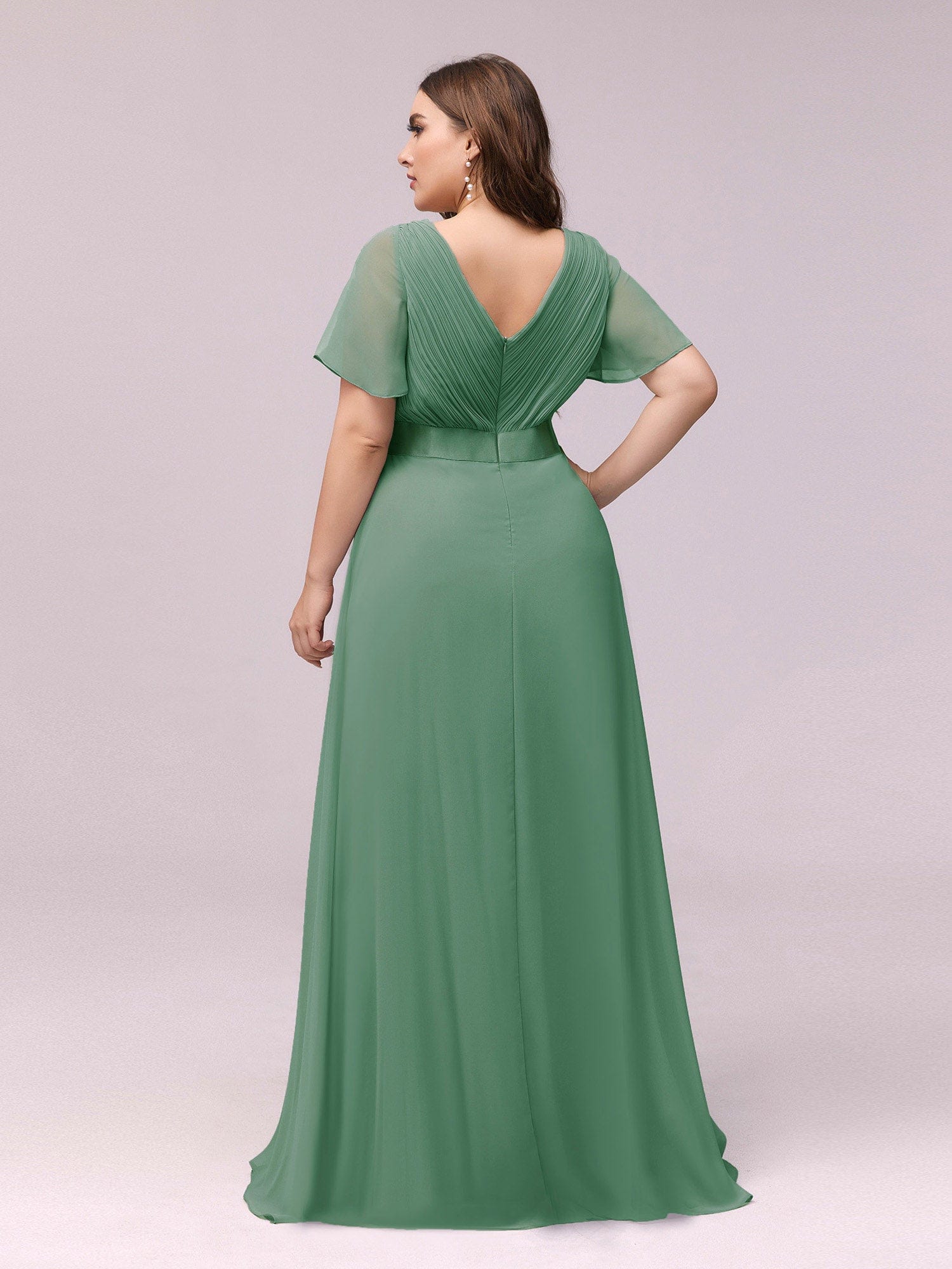 Custom Size Flutter Sleeves Chiffon Empire Waist Bridesmaid Dress Evening Mother of the Bride Dresses