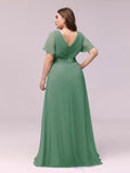 Custom Size Flutter Sleeves Chiffon Empire Waist Bridesmaid Dress Evening Mother of the Bride Dresses