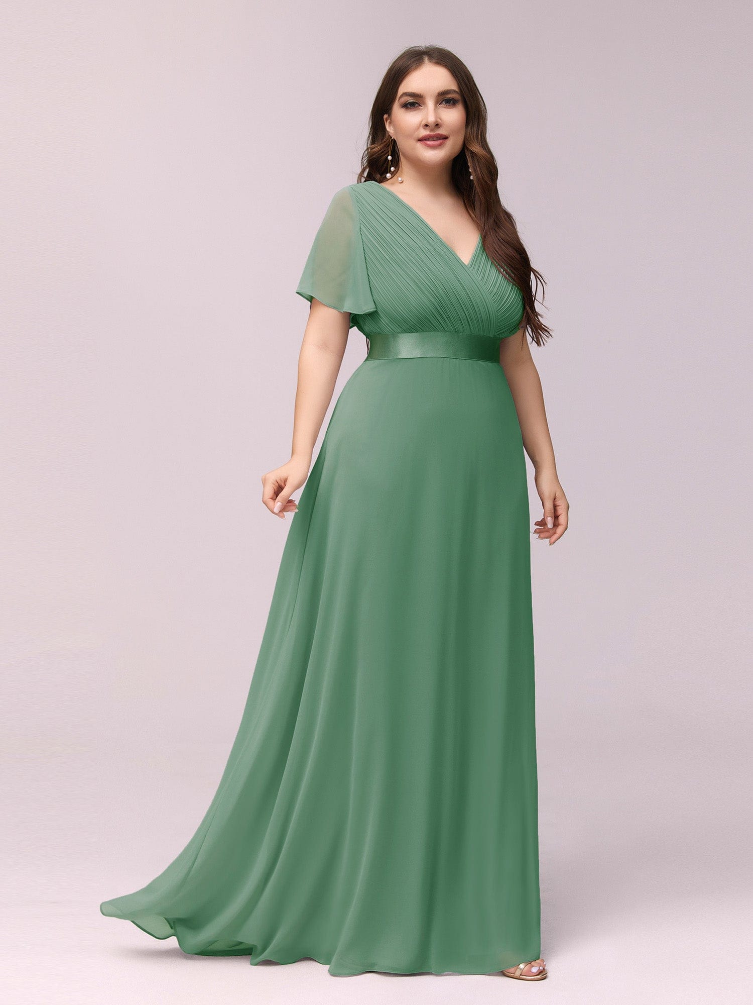 Custom Size Flutter Sleeves Chiffon Empire Waist Bridesmaid Dress Evening Mother of the Bride Dresses