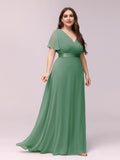 Custom Size Flutter Sleeves Chiffon Empire Waist Bridesmaid Dress Evening Mother of the Bride Dresses