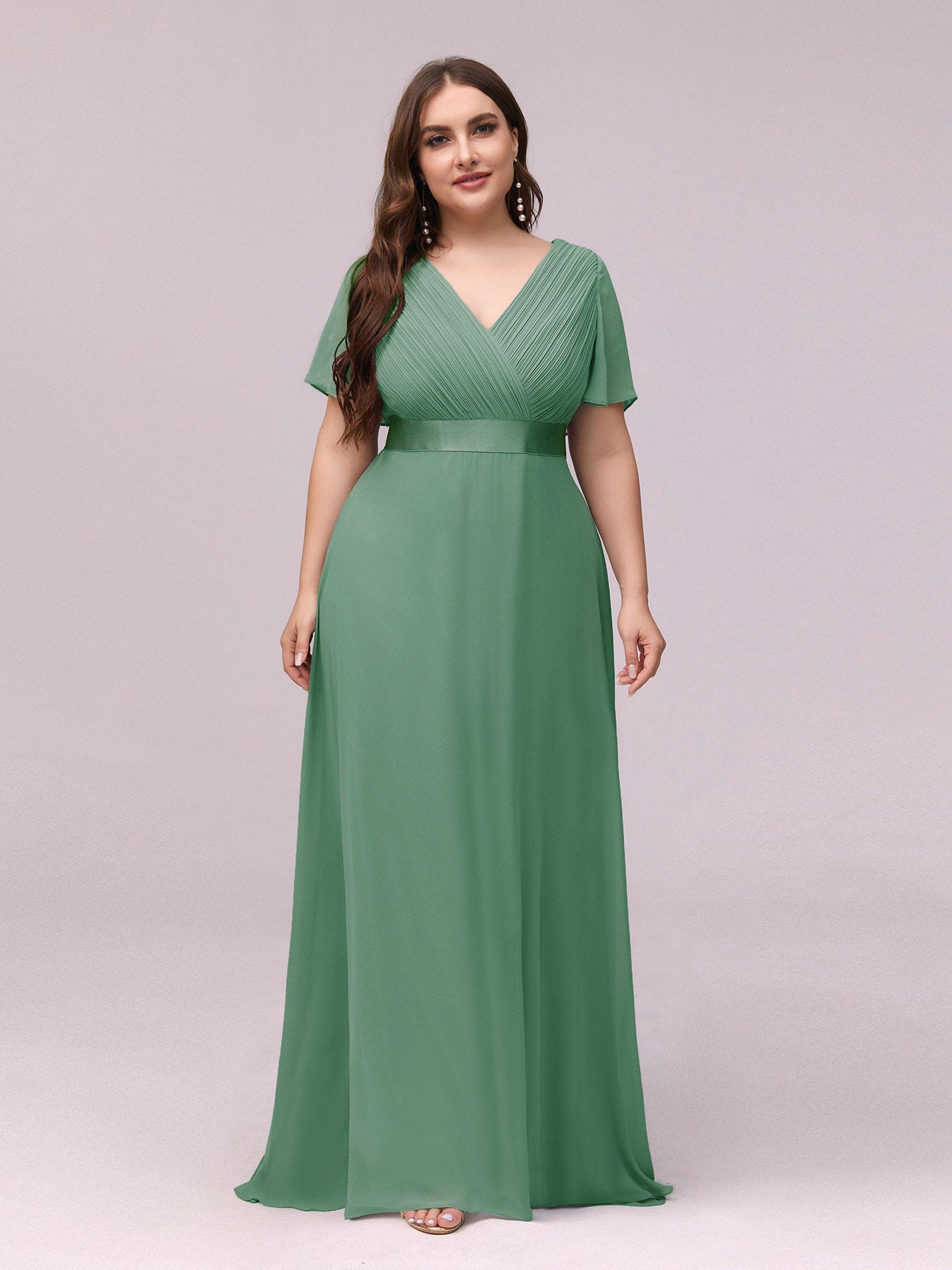 Custom Size Flutter Sleeves Chiffon Empire Waist Bridesmaid Dress Evening Mother of the Bride Dresses