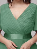 Custom Size Flutter Sleeves Chiffon Empire Waist Bridesmaid Dress Evening Mother of the Bride Dresses