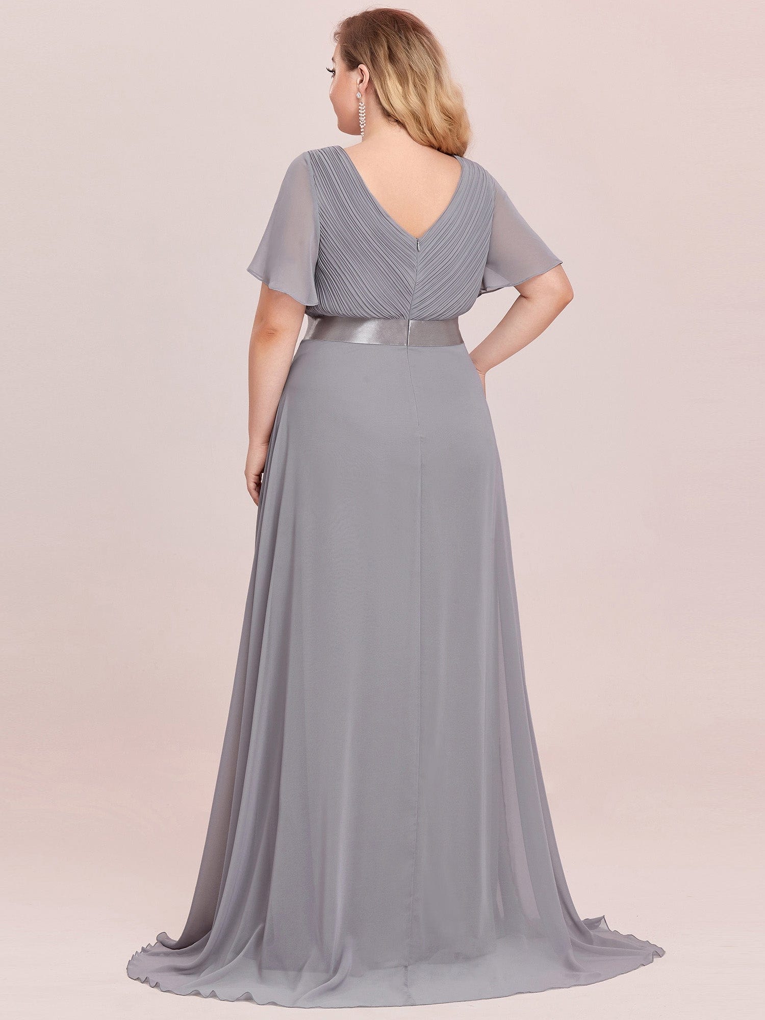 Custom Size Flutter Sleeves Chiffon Empire Waist Bridesmaid Dress Evening Mother of the Bride Dresses