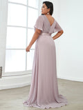 Custom Size Flutter Sleeves Chiffon Empire Waist Bridesmaid Dress Evening Mother of the Bride Dresses