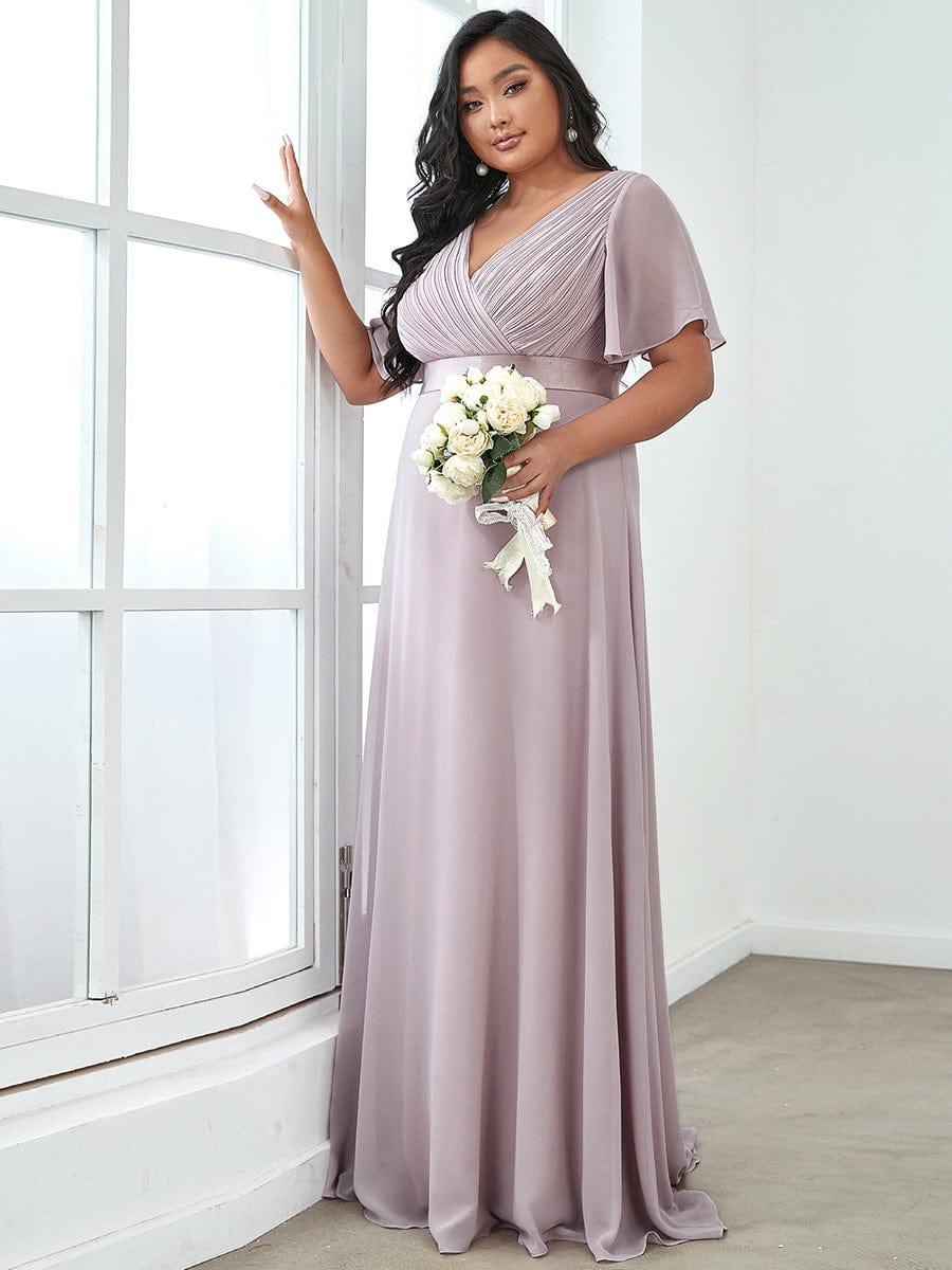 Custom Size Flutter Sleeves Chiffon Empire Waist Bridesmaid Dress Evening Mother of the Bride Dresses