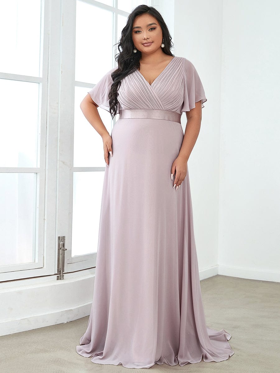 Custom Size Flutter Sleeves Chiffon Empire Waist Bridesmaid Dress Evening Mother of the Bride Dresses